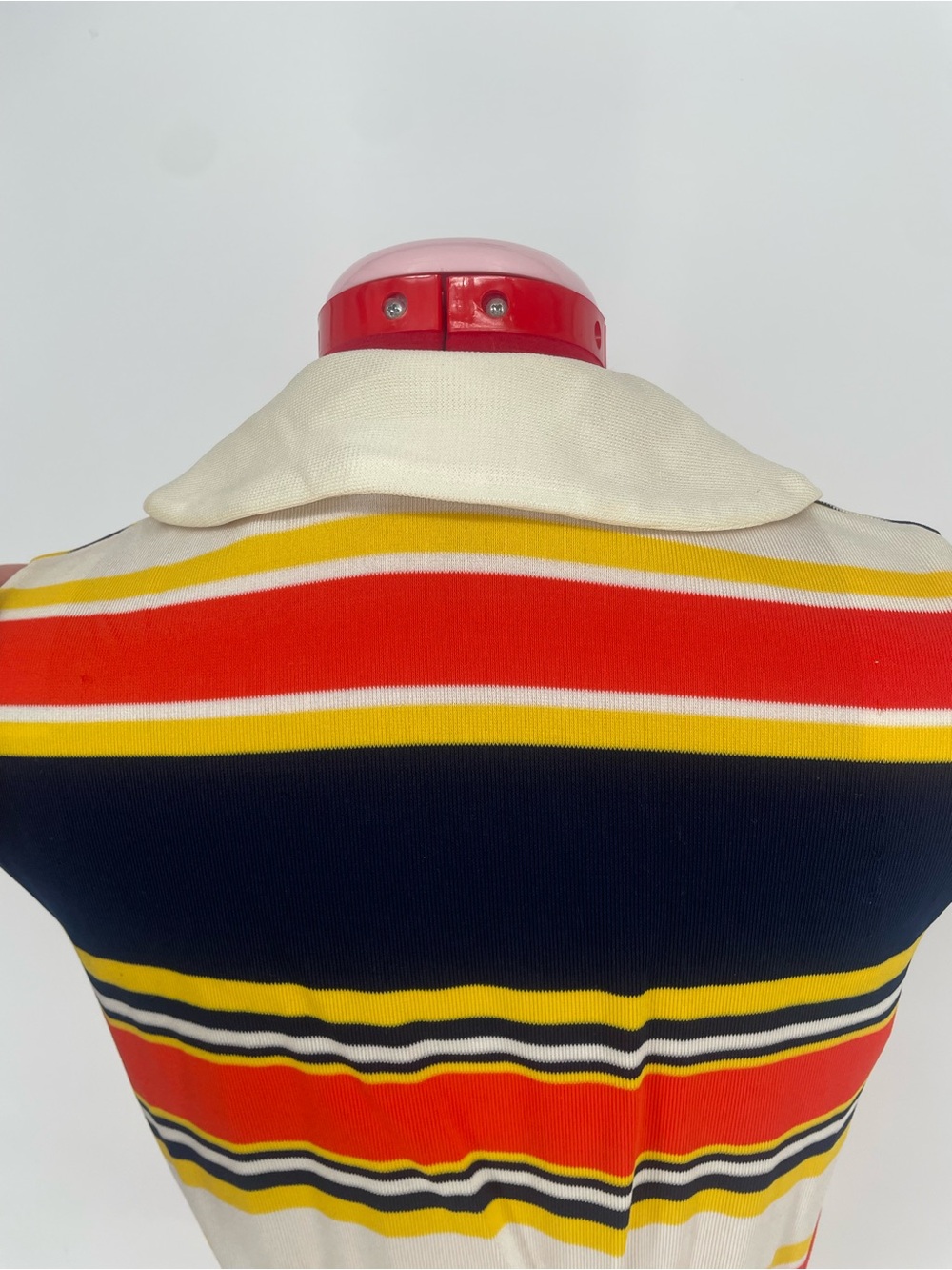 60s 70s Striped Vibrant / Primary Colors Sleeveless Collared Shirt Dress - Picture 15 of 16